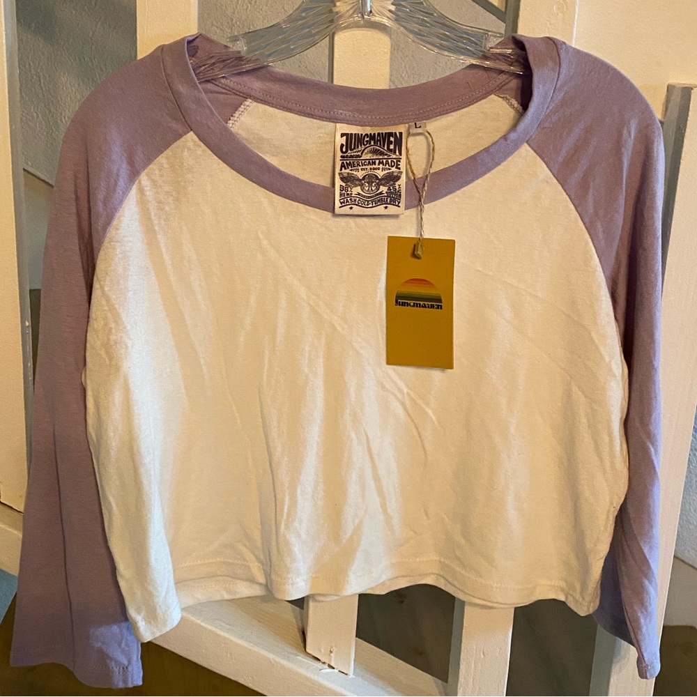 Jungmaven Cropped Jersey Tee - New with tags - lavender and white
